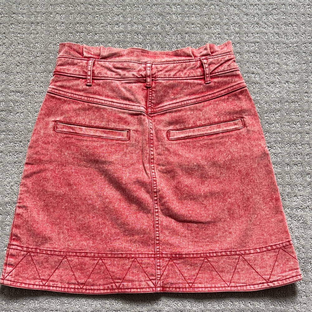 Anthropologie Pilcro Washed Red Button-Front Mini Skirt - Picture 4 of 5